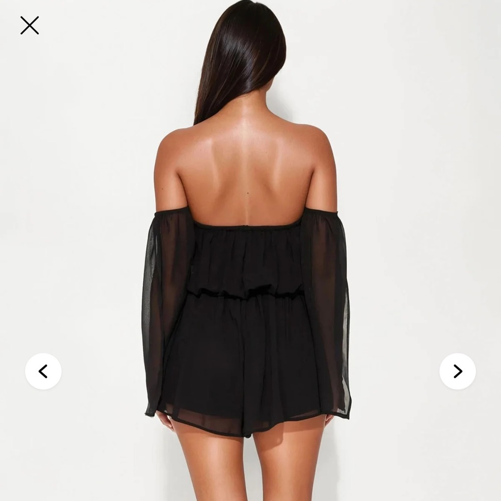 Fashion Nova Black Off-Shoulder Romper - Picture 3 of 6